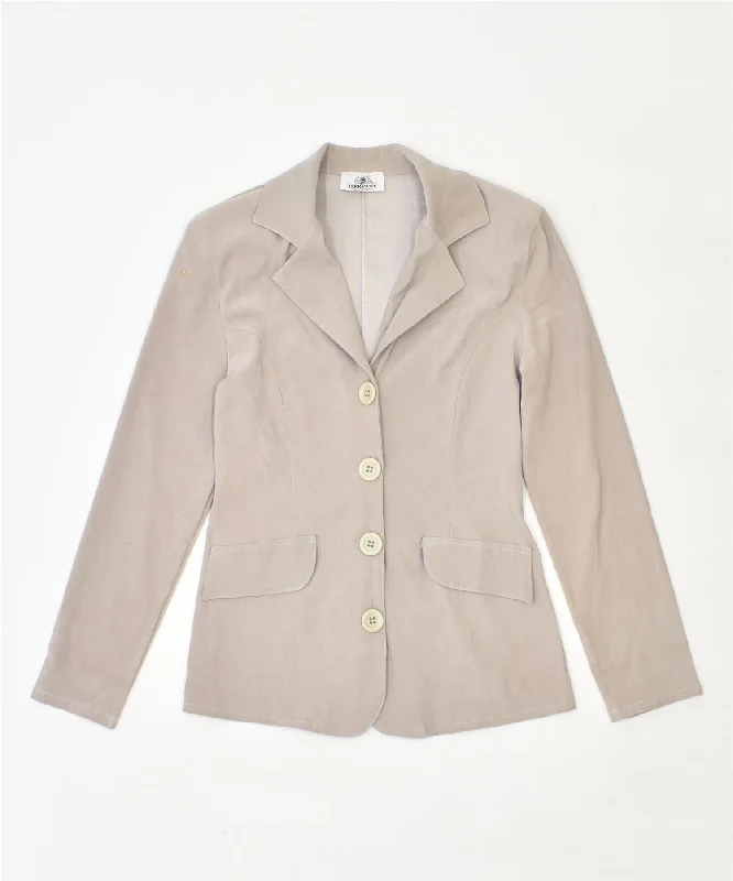 TERRANOVA Womens 4 Button Blazer Jacket UK 12 Medium Beige Polyamide