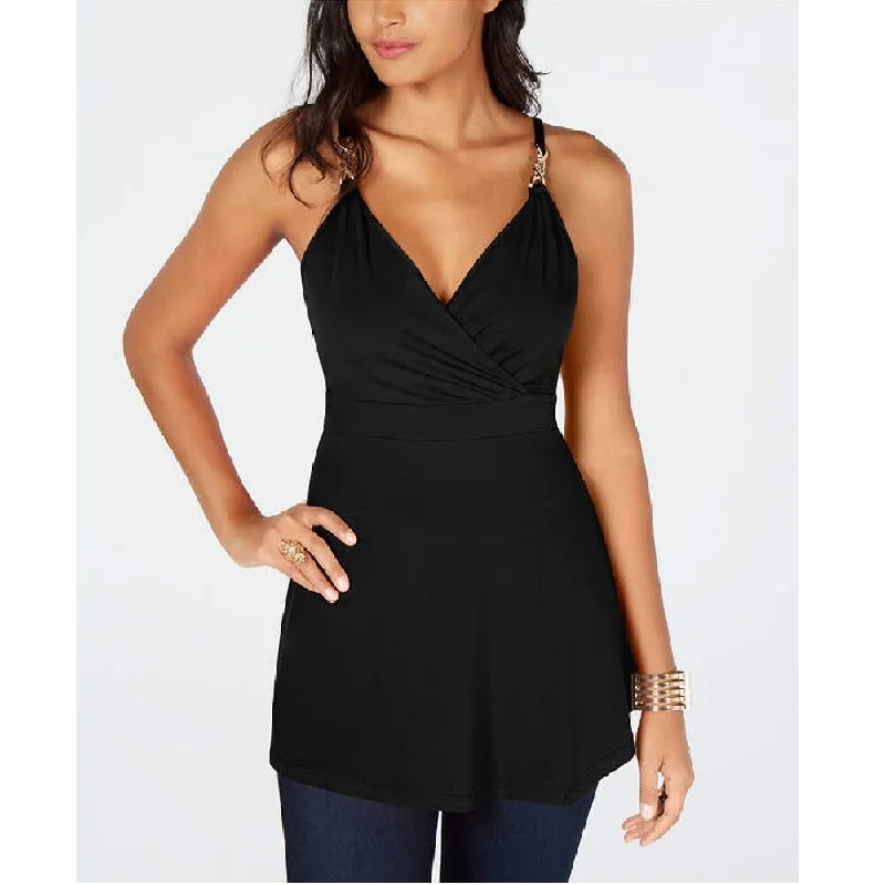 Thalia Sodi Women's Surplice-Neck Sleeveless Top Black Size Small