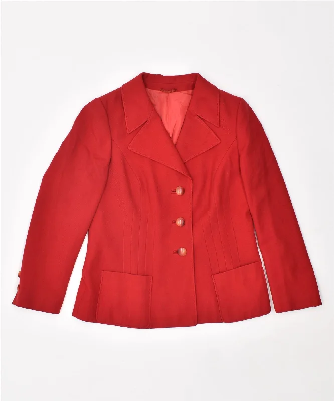 VINTAGE Womens 3 Button Blazer Jacket UK 10 Small Red