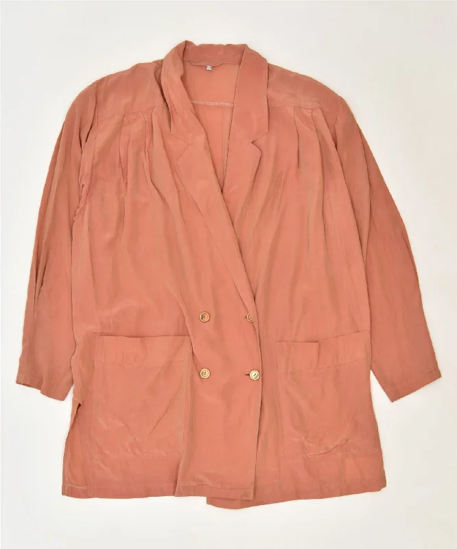 VINTAGE Womens Double Breasted Blazer Jacket UK 16 Large Orange Classic