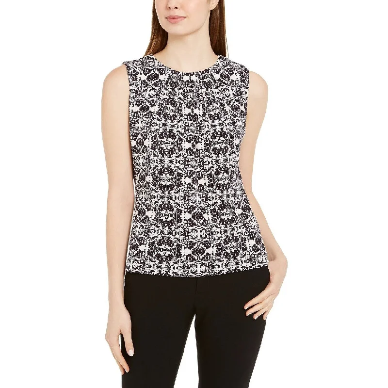 Calvin Klein Women's Printed Sleeveless Top Black Size Small