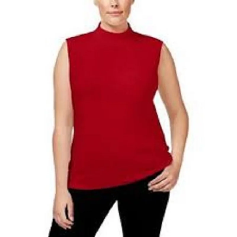 Karen Scott Women's Mock-Neck Sleeveless Top Red Size Extra Small - X-Small