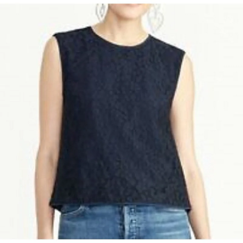 Rachel Rachel Roy Women's Sleeveless Jewel Neck Top Navy Size Large