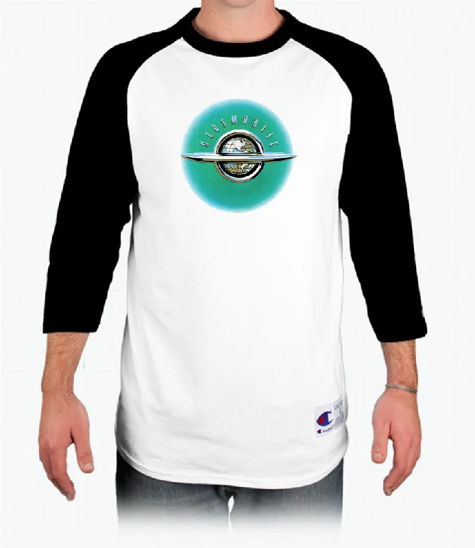 Oldsmobile Prestige Globe Raglan Baseball T-Shirt