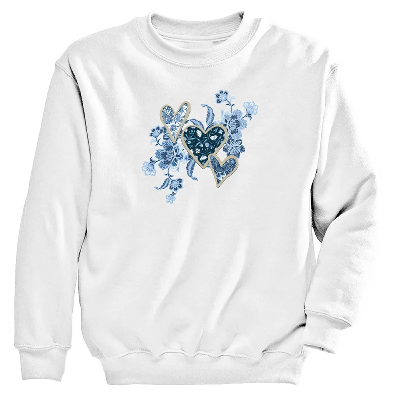 Denim Hearts Women's Crew Neck Sweatshirt