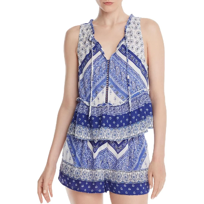 Aqua Womens Sleeveless Printed Top