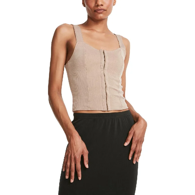 BB Dakota Hot Girl Women's Ribbed Square Neck Sleeveless Bustier Top