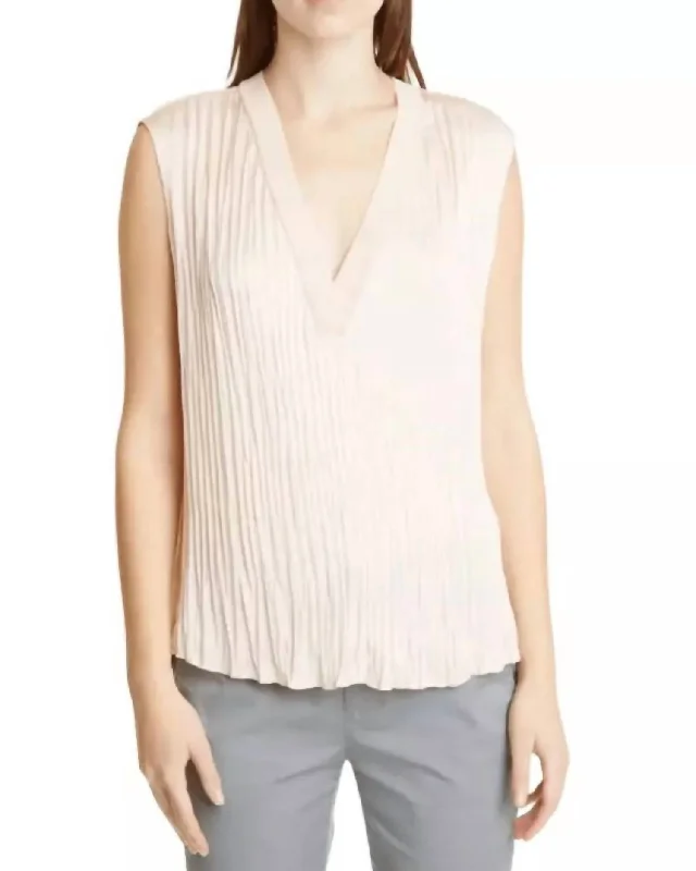 Crushed Sleeveless Ribbed Top In Rose