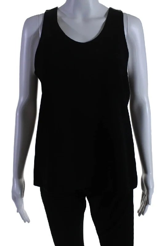 Index Womens Sleeveless Scoop Neck Maddy Crepe Shell Top Black