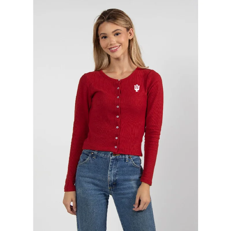 Ladies Indiana Hoosiers Primary Logo Button Down Cardigan