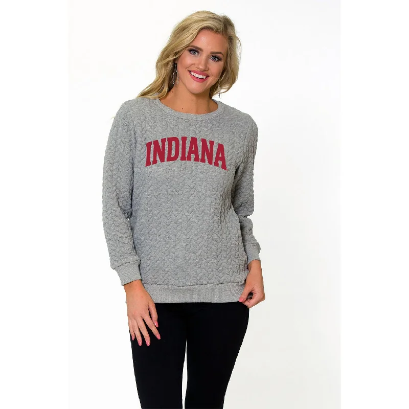 Ladies Indiana Hoosiers Kinsley Quilted Grey Sweatshirt