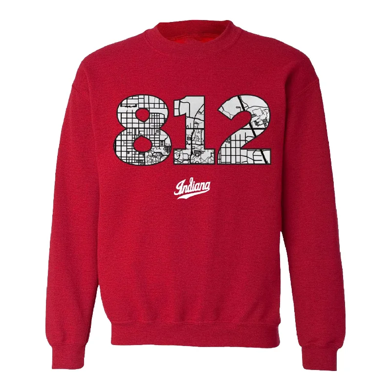 Indiana Hoosiers 812 Bloomington Map Crimson Crewneck