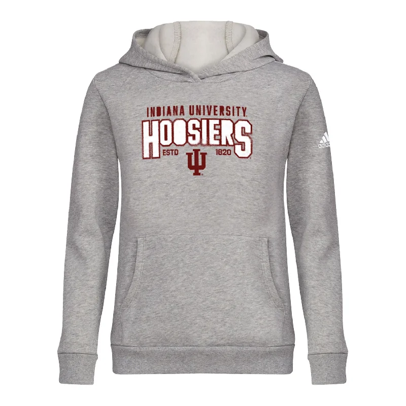 Youth Indiana Hoosiers Adidas Overspray Grey Hooded Sweatshirt