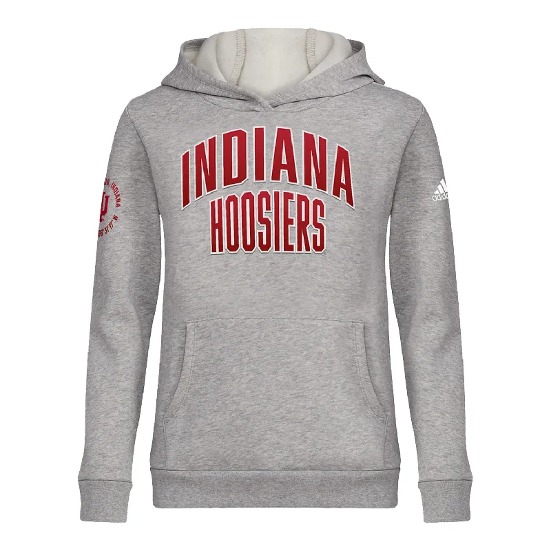 Youth Indiana Hoosiers Adidas Top Recruit Fleece Grey Hooded Sweatshirt