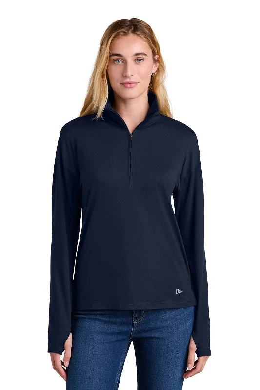 New Era Womens Power Moisture Wicking 1/4 Zip Sweatshirt - True Navy Blue - COMING SOON