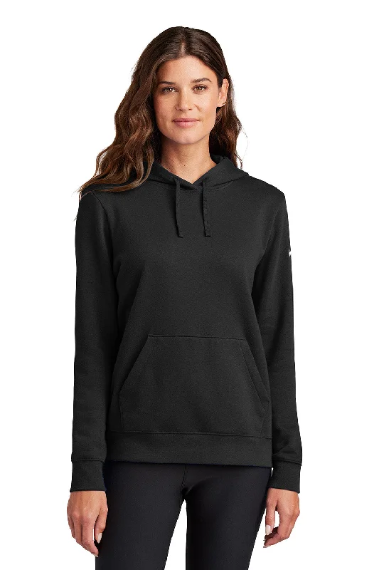 Nike Womens Club Fleece Hooded Sweatshirt Hoodie w/ Kangaroo Pockets - Black - COMING SOON