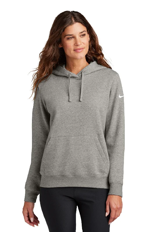 Nike Womens Club Fleece Hooded Sweatshirt Hoodie w/ Kangaroo Pockets - Heather Dark Grey - COMING SOON