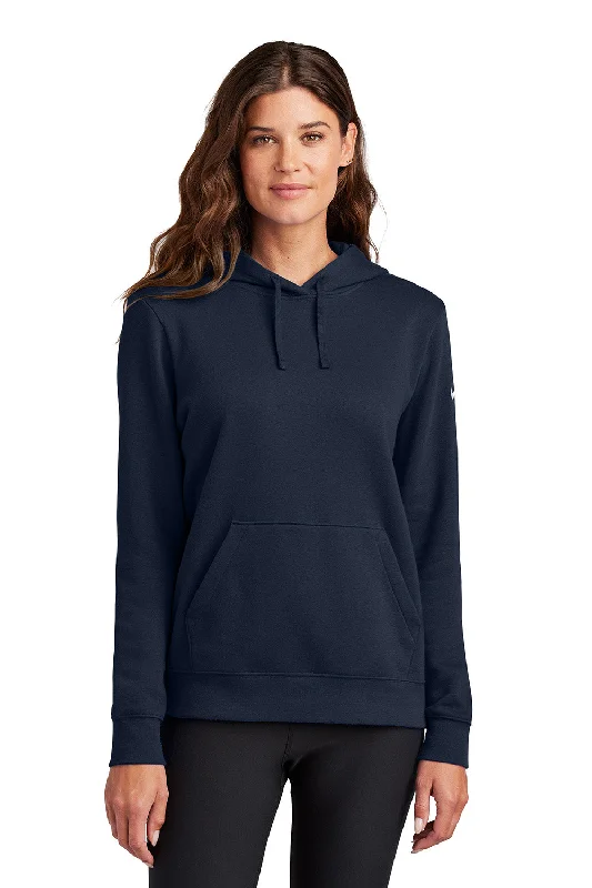 Nike Womens Club Fleece Hooded Sweatshirt Hoodie w/ Kangaroo Pockets - Midnight Navy Blue - COMING SOON