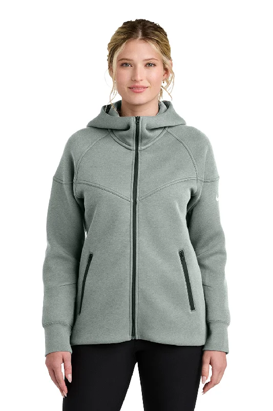 Nike Womens Tech Fleece Full Zip Hooded Sweatshirt Hoodie w/ Pockets - Heather Dark Grey - COMING SOON