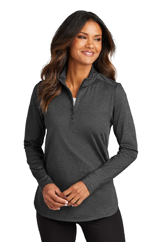 Port Authority Womens C-FREE Double Knit Moisture Wicking 1/4 Zip Sweatshirt - Heather Steel Grey - COMING SOON