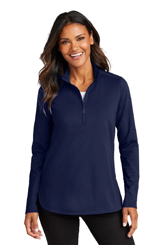 Port Authority Womens C-FREE Double Knit Moisture Wicking 1/4 Zip Sweatshirt - True Navy Blue - COMING SOON