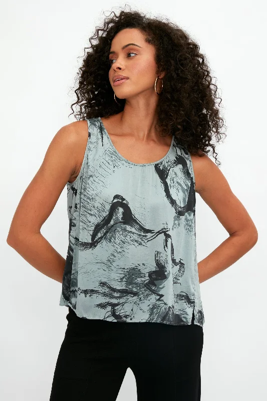 Sleeveless Top in Jade Print