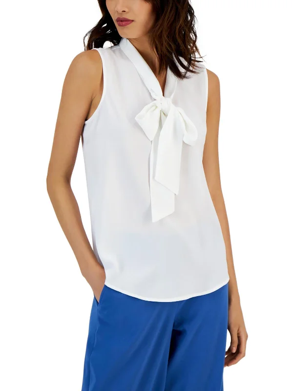 Womens Neck tie Sleeveless Blouse